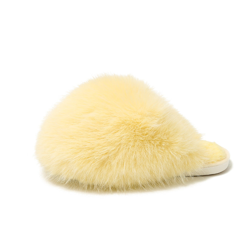 Women's Plus-size Solid Color Fluffy Big Furry Slippers