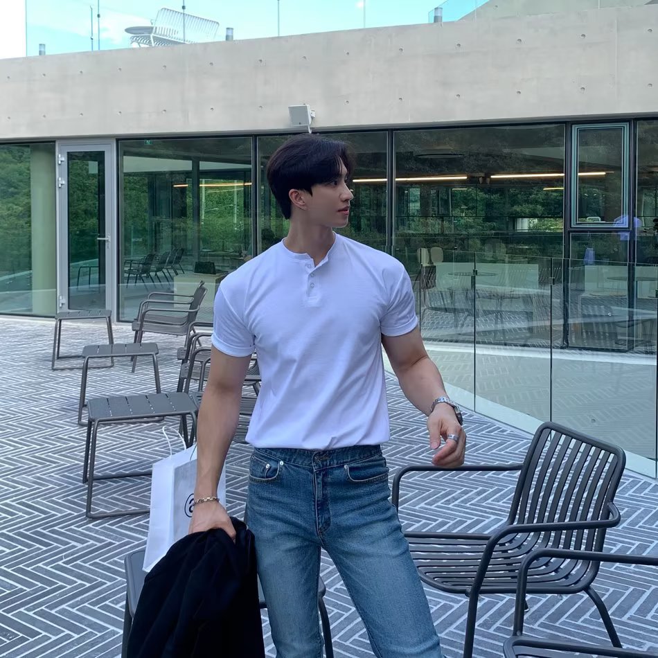 Retro Short Sleeve T-shirt Men's Summer Solid Color Fitness Sports Top