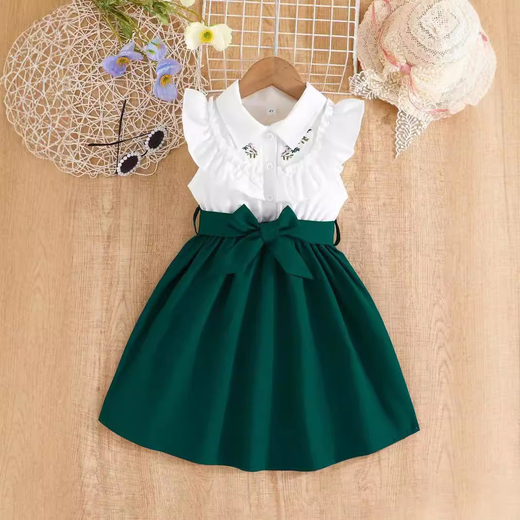 Embroidered Flowers Holiday Party Dress Girl