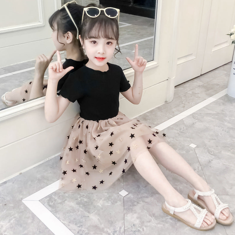 Western-style Little Girl Princess Dress Net Celebrity Children's Dress Fluffy Gauze Skirt