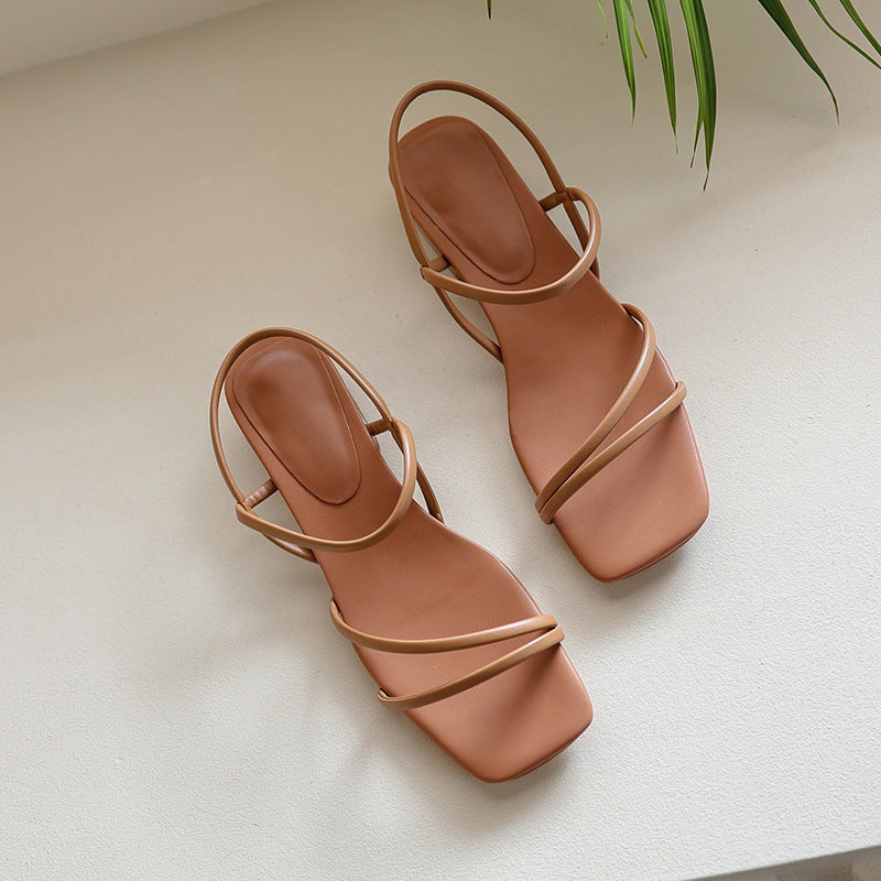 Flat Strap Open-toed Roman Sandals Women