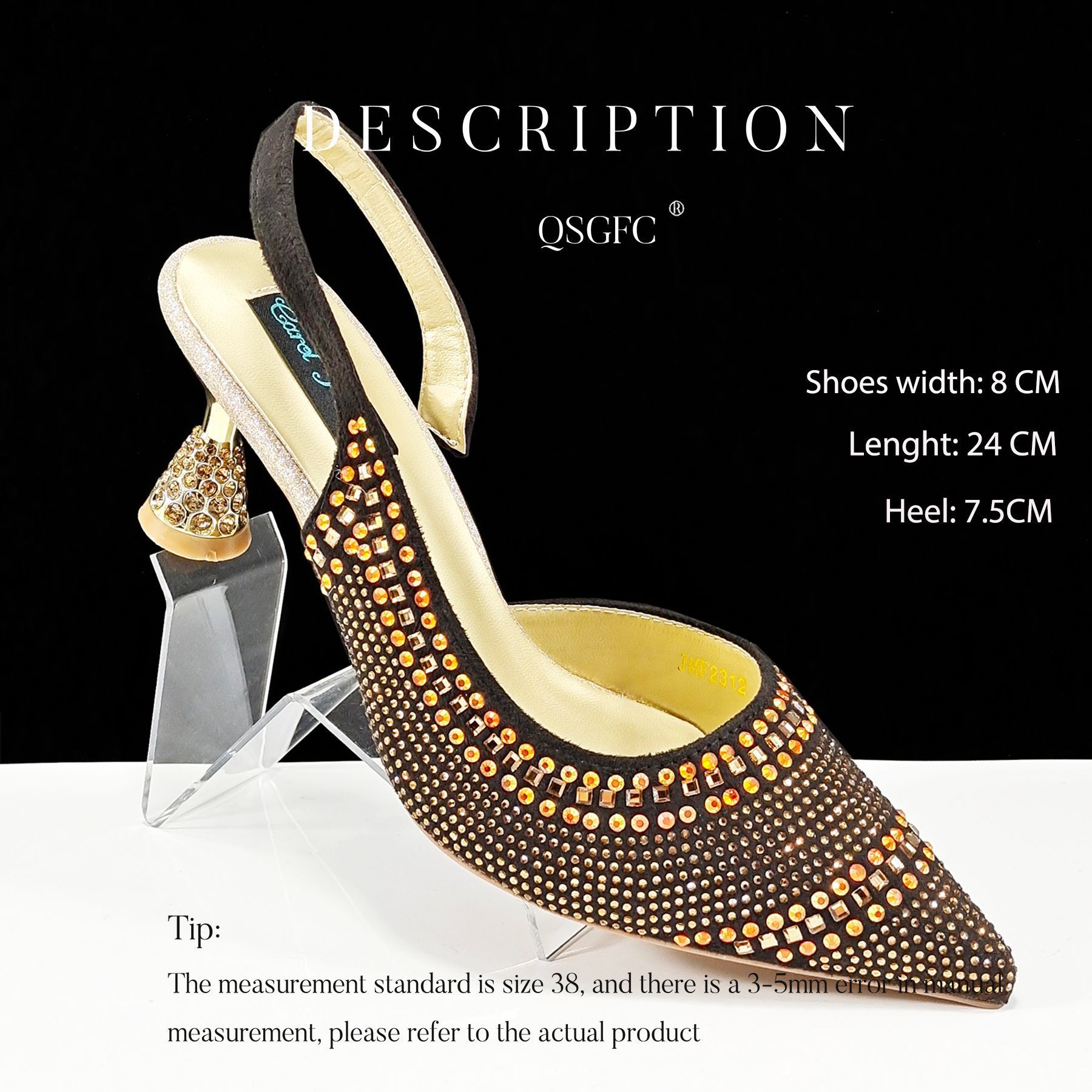 Fashion Simple Pointed Striped Hot Drilling Women Low-cut High Heels