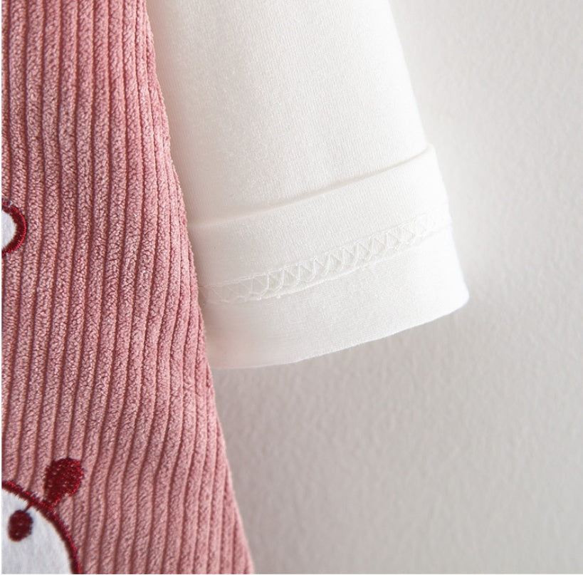 Two-piece embroidered fleece skirt