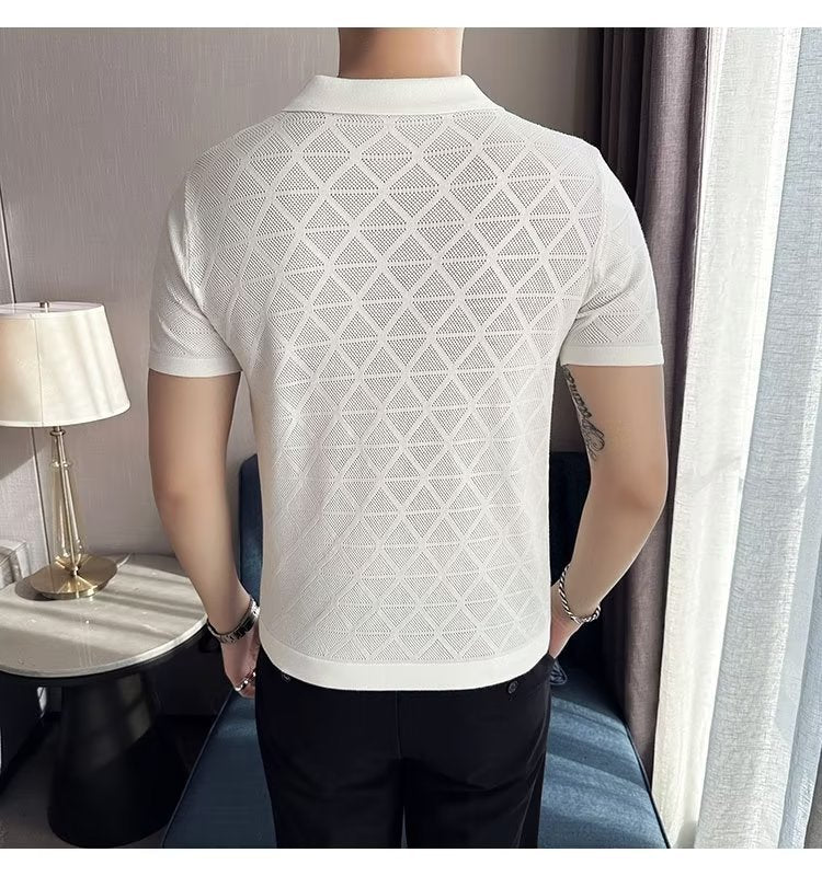 Men's Short Sleeved T Shirt Lapel