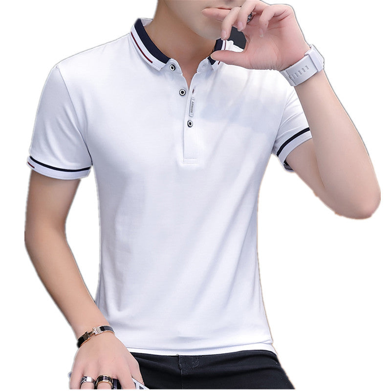 Solid Color Lapel Casual Men's Half Sleeve Top