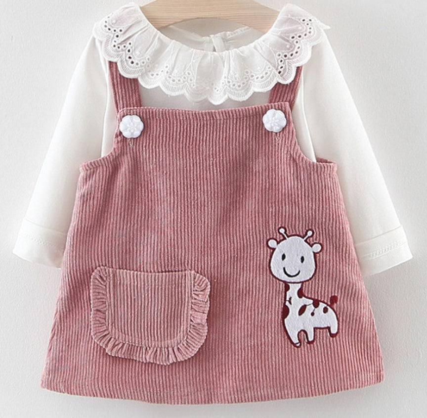 Two-piece embroidered fleece skirt