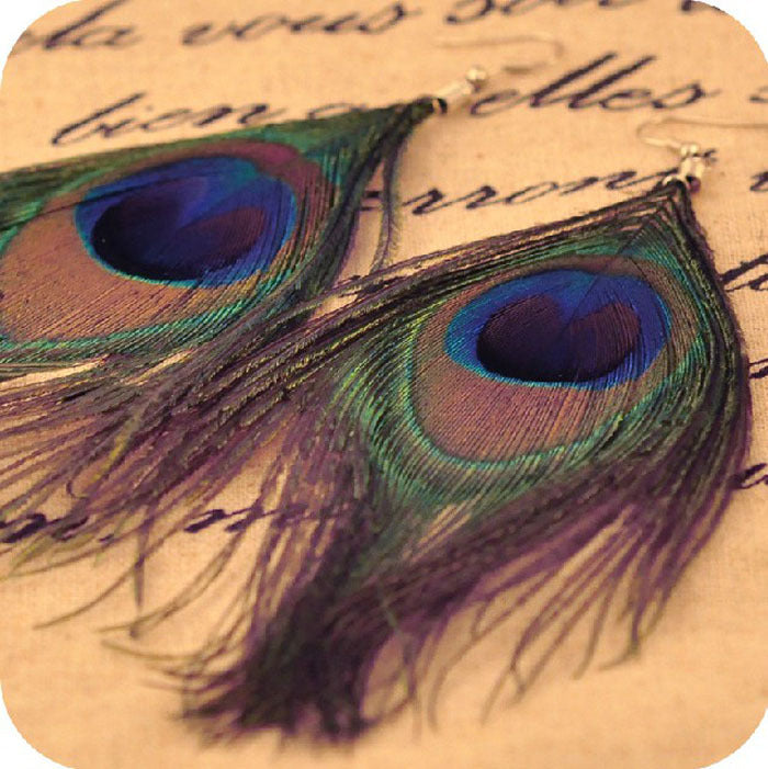 New Fashion Jewelry Earrings For Women Boho Charming Earring Simple Peacock Feather Vintage Luxury Long Dangle Earrings Cut