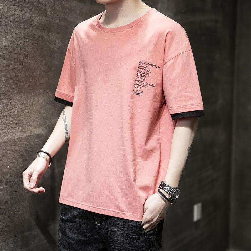 Men's cotton casual short sleeve T-shirt