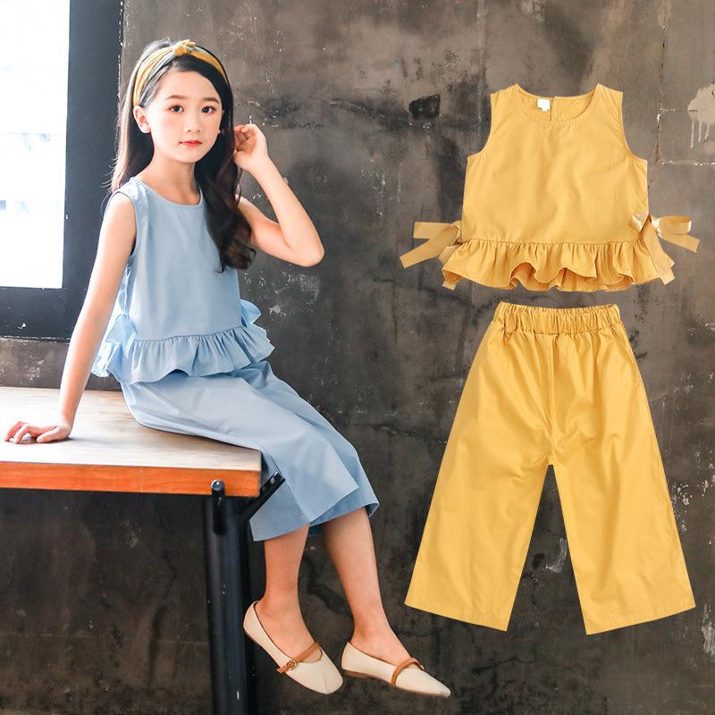 Girls Western Style Wide Leg Pants Two Piece Suit