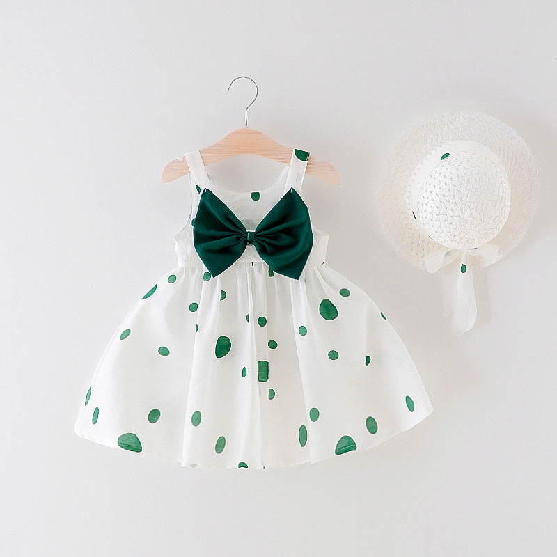 Girls Sleeveless Dress Children Bow