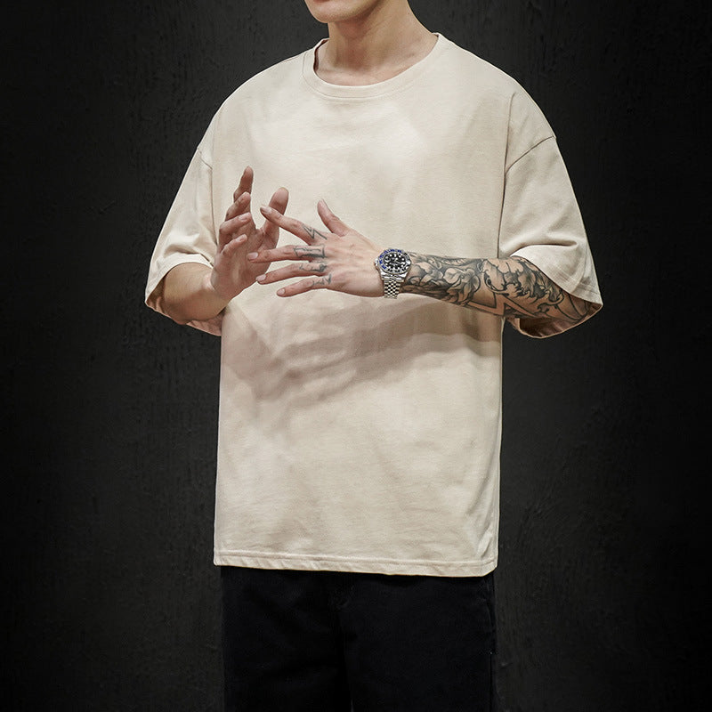 Summer Solid Color Short-sleeved T-shirt Men's Thin Loose Bottoming Shirt