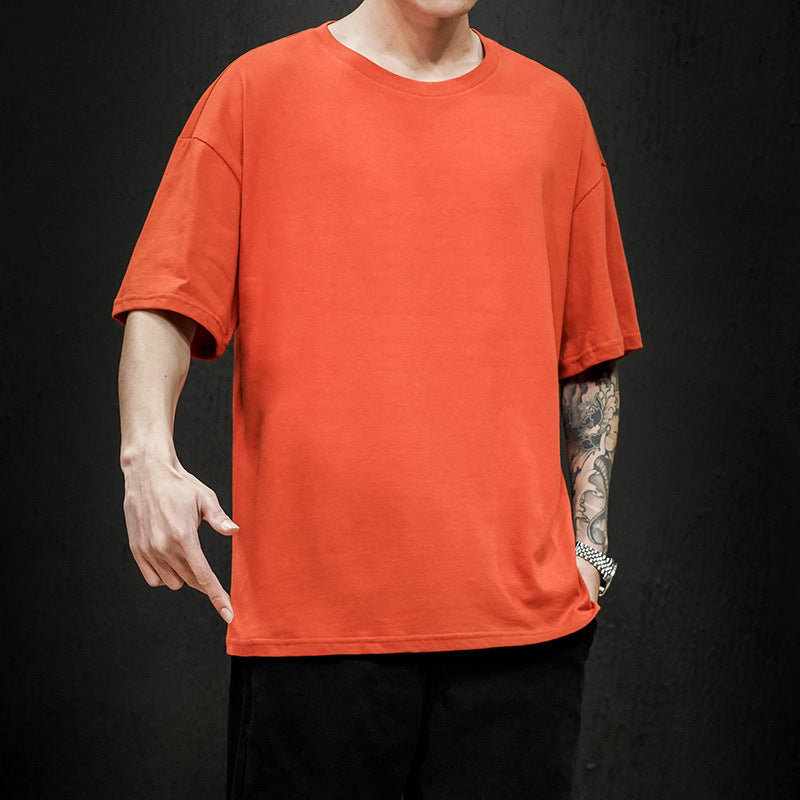 Summer Solid Color Short-sleeved T-shirt Men's Thin Loose Bottoming Shirt