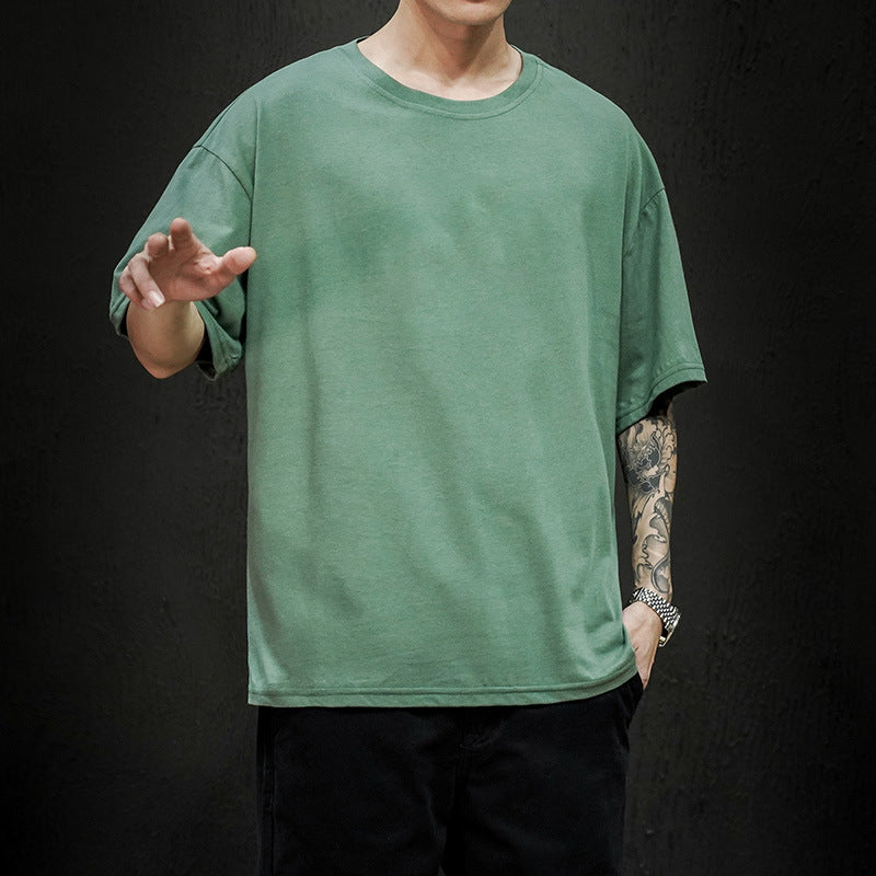 Summer Solid Color Short-sleeved T-shirt Men's Thin Loose Bottoming Shirt