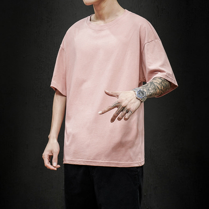 Summer Solid Color Short-sleeved T-shirt Men's Thin Loose Bottoming Shirt
