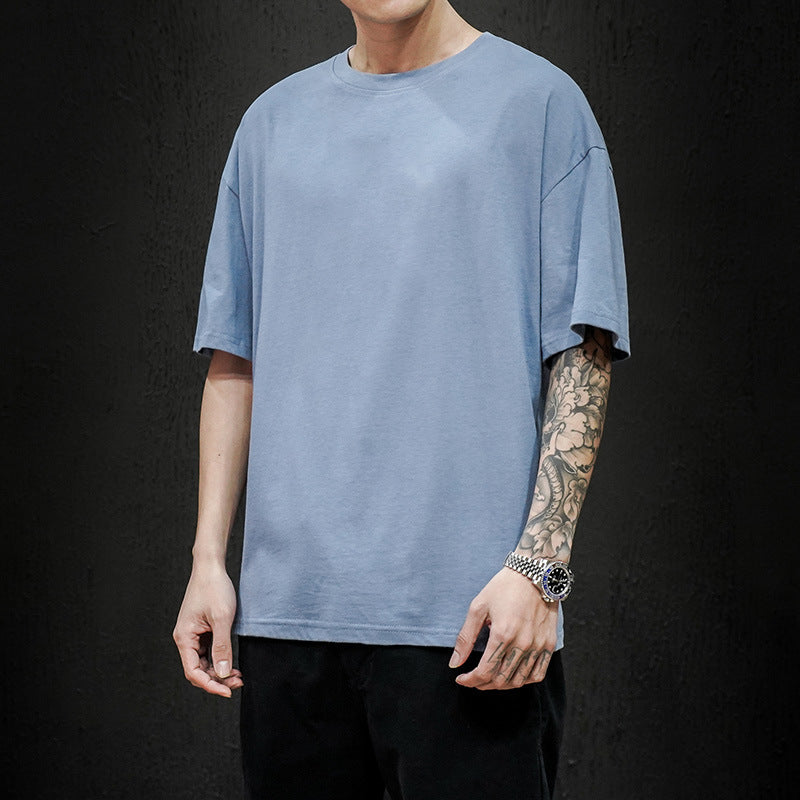 Summer Solid Color Short-sleeved T-shirt Men's Thin Loose Bottoming Shirt