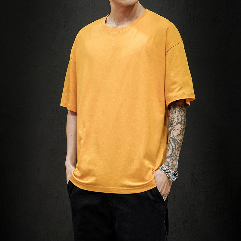 Summer Solid Color Short-sleeved T-shirt Men's Thin Loose Bottoming Shirt