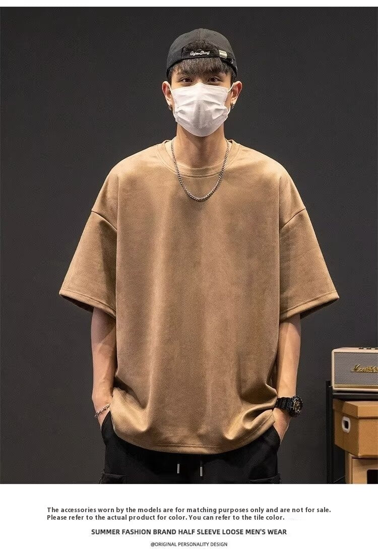 Men's Simple Solid Color Casual Short Sleeved Shirt