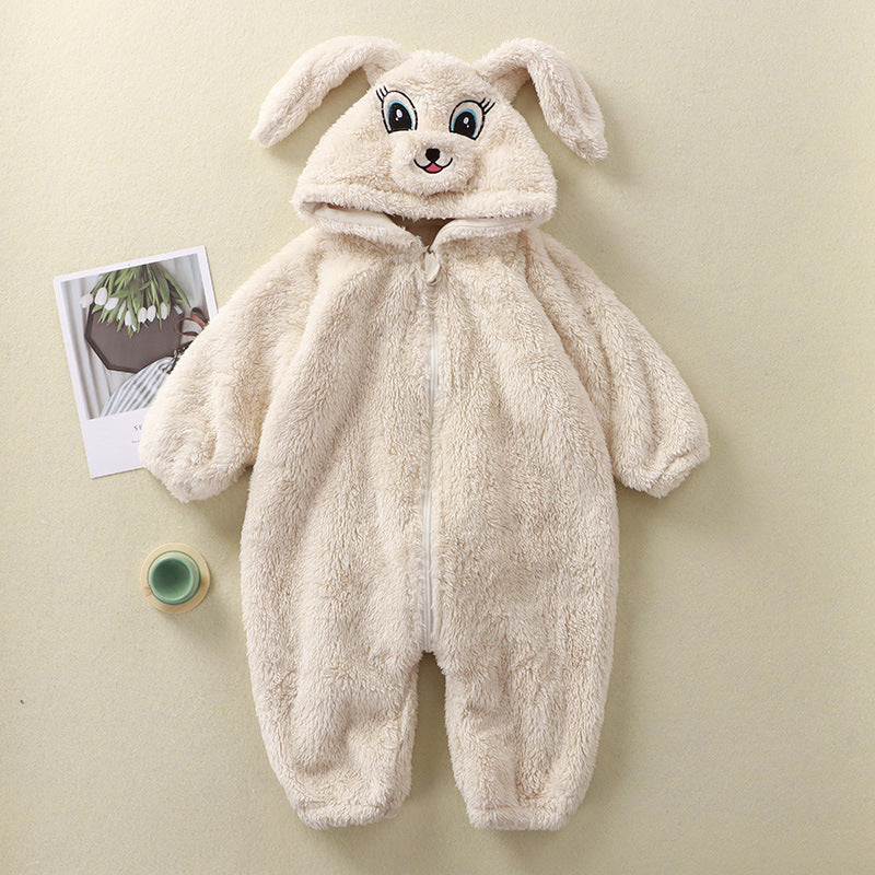 Autumn And Winter New Baby Cartoon Animal Plush One-piece Children's Loungewear