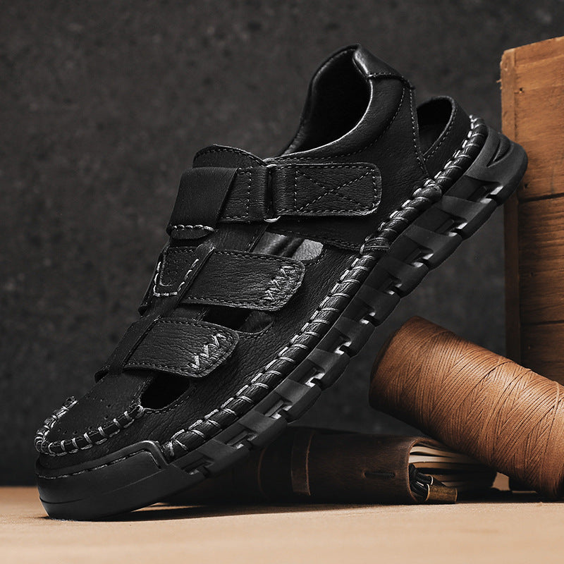 Men's Simple All-match Leather Non-slip Sandals   (Available)