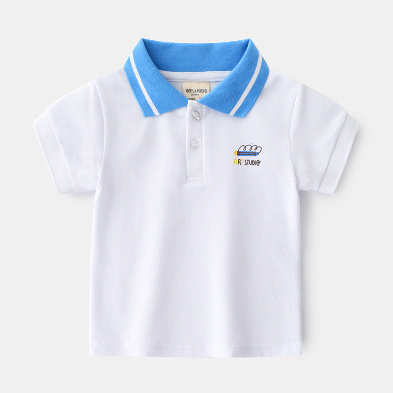 Cotton Summer Cartoon Boys And Girls Short Sleeve Top Baby