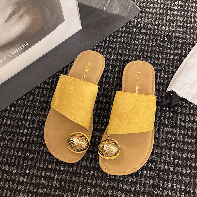 Women's Versatile Flat Bottomed French Toe Flip Flops