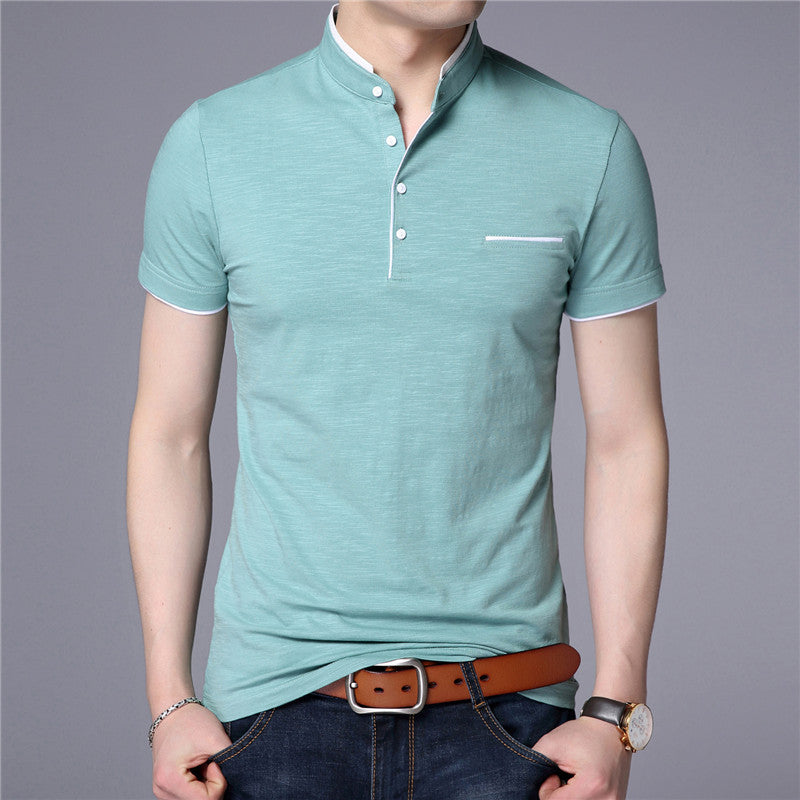 Short sleeve stand collar T-shirt