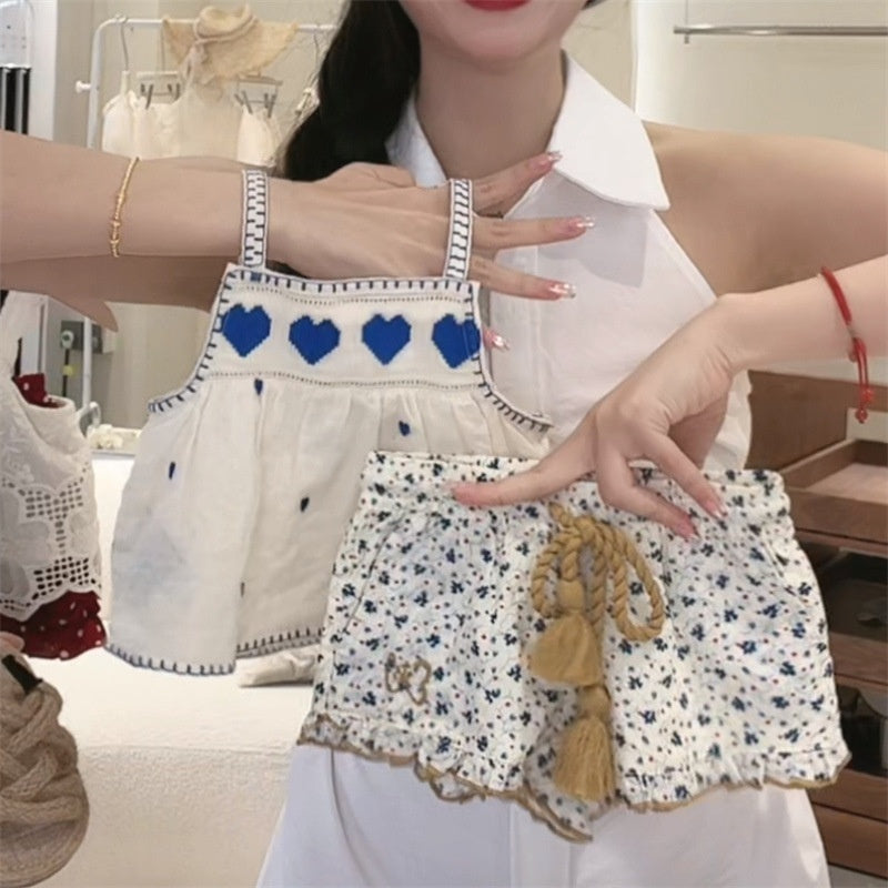Children's Bow Knitted Vest Top Bud Skirt Two-piece Set