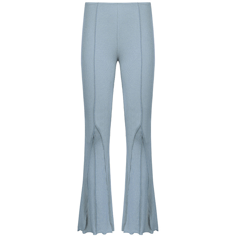 Women's Solid Color Low Waist Reverse Car Casual Flared Pants