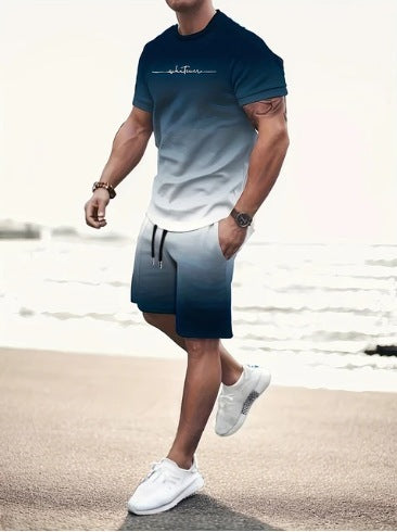 Summer Fashion Trend 3D Digital Printing Men's Short Sleeve Shorts Suit