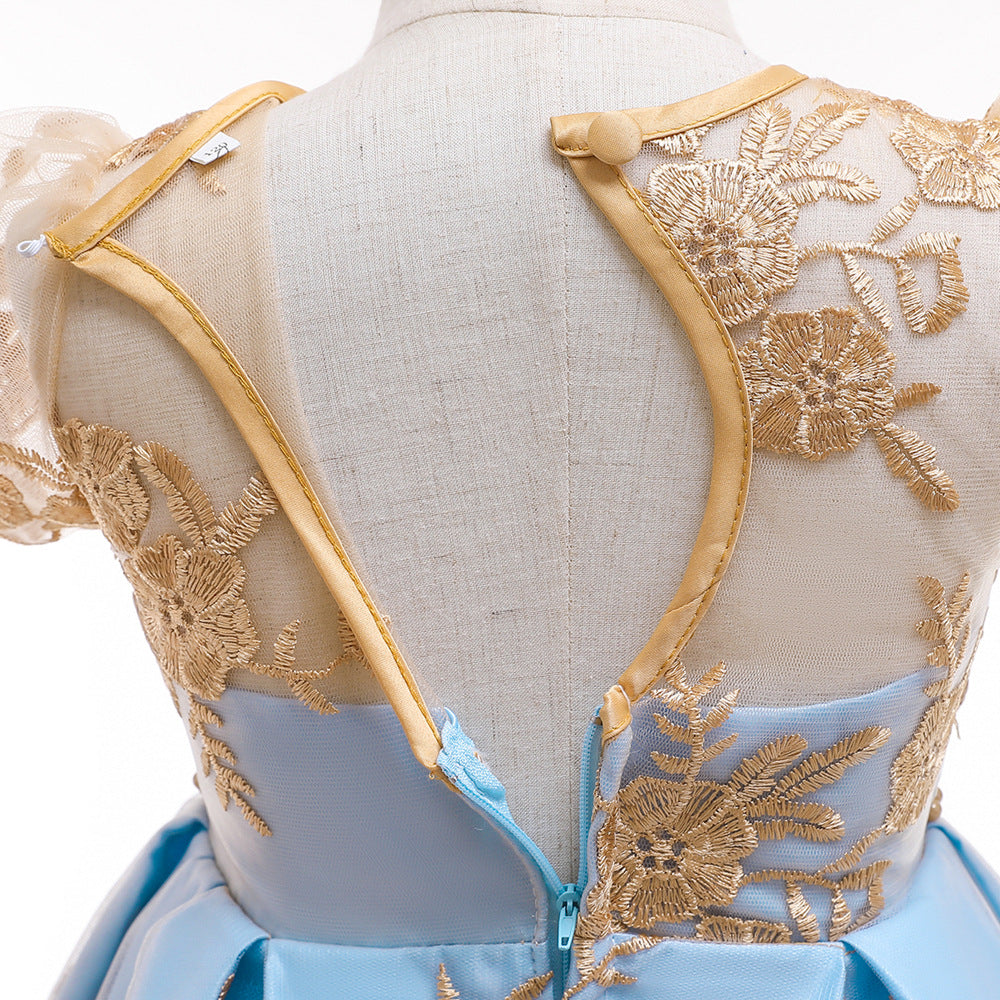 European and American children's dress princess dress bow pearl