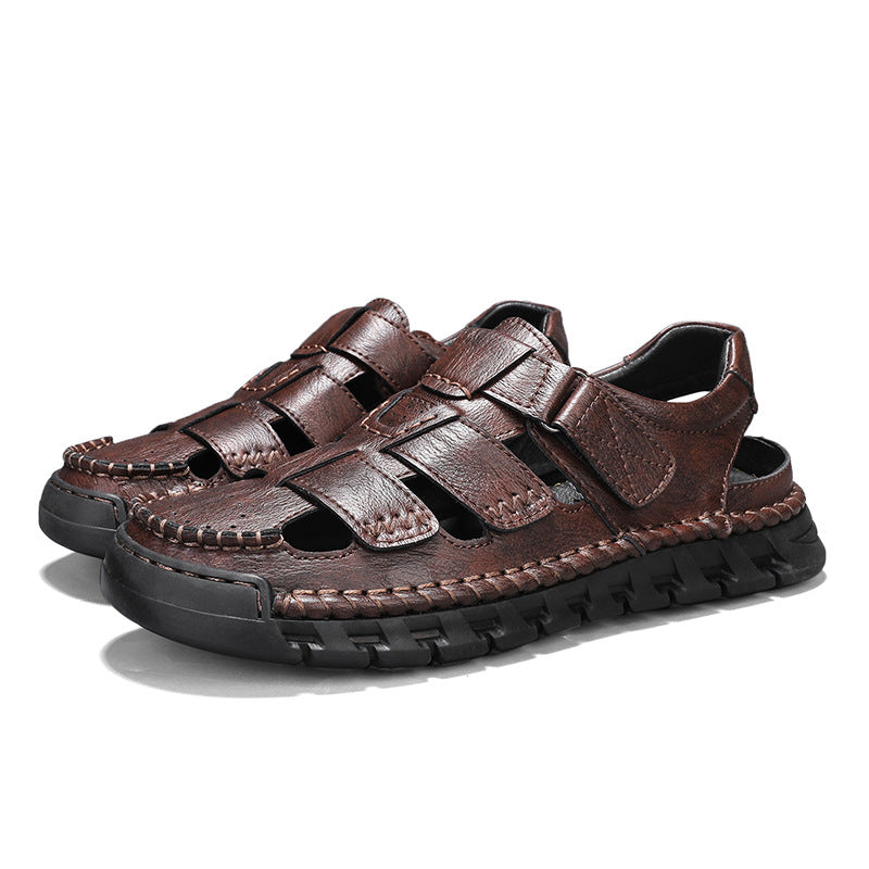 Men's Simple All-match Leather Non-slip Sandals   (Available)