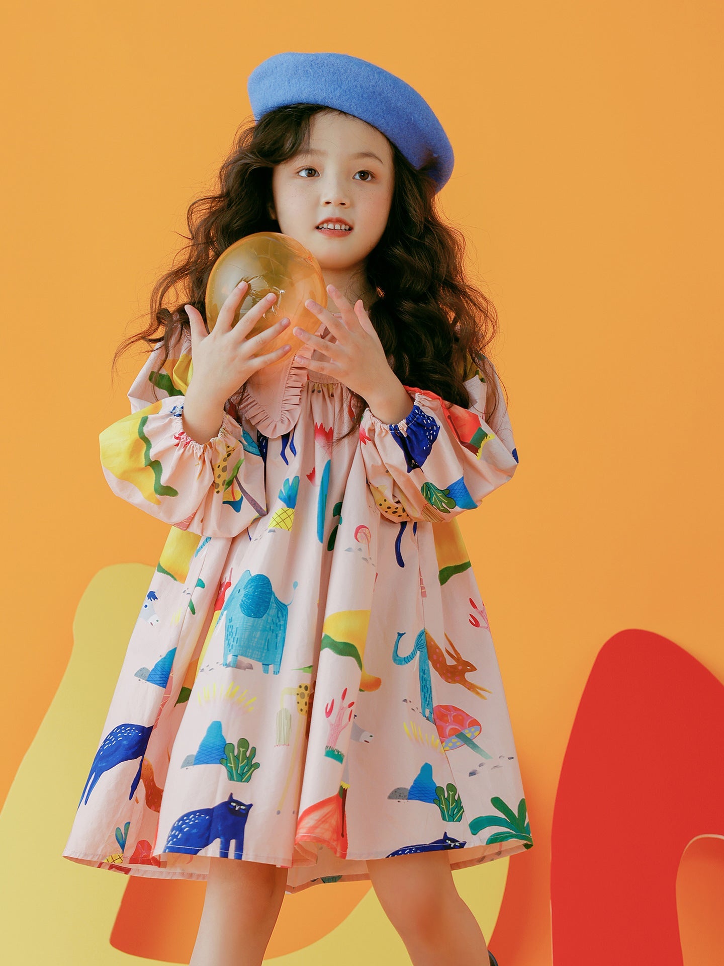 Dress Children Puff Sleeve Graffiti
