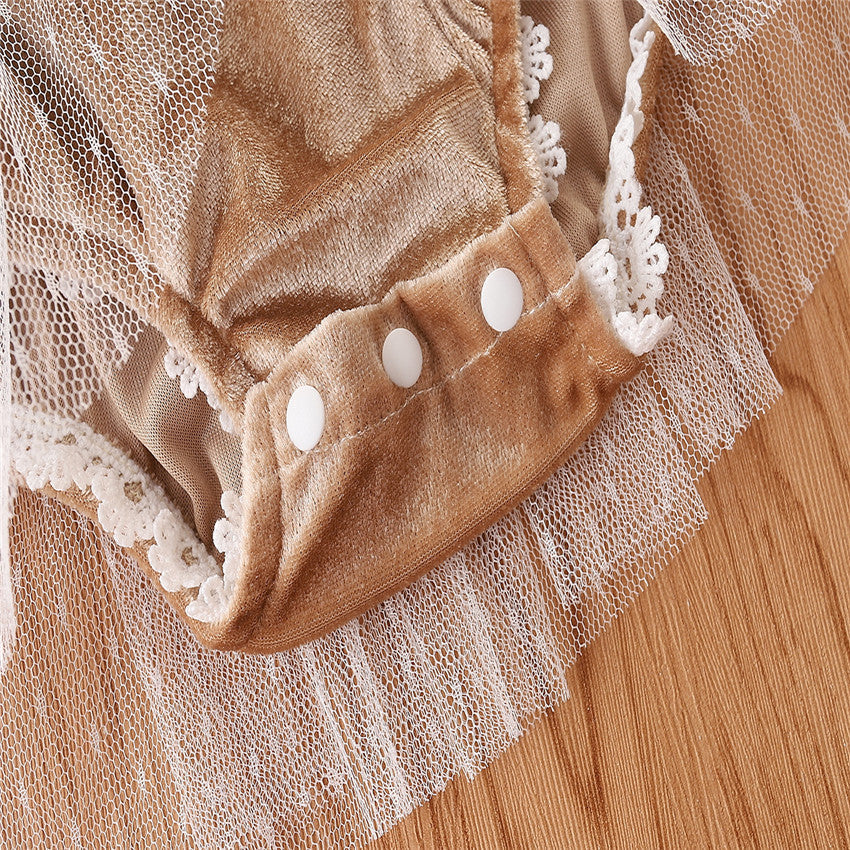 Newborn Clothing Sweet Romper Summer Baby Girl Embroidered Mesh Bodysuit