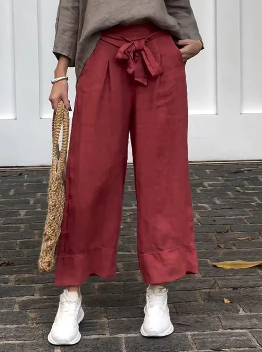 Women's Lightweight Adjustable High Waist Loose Trousers With Pockets