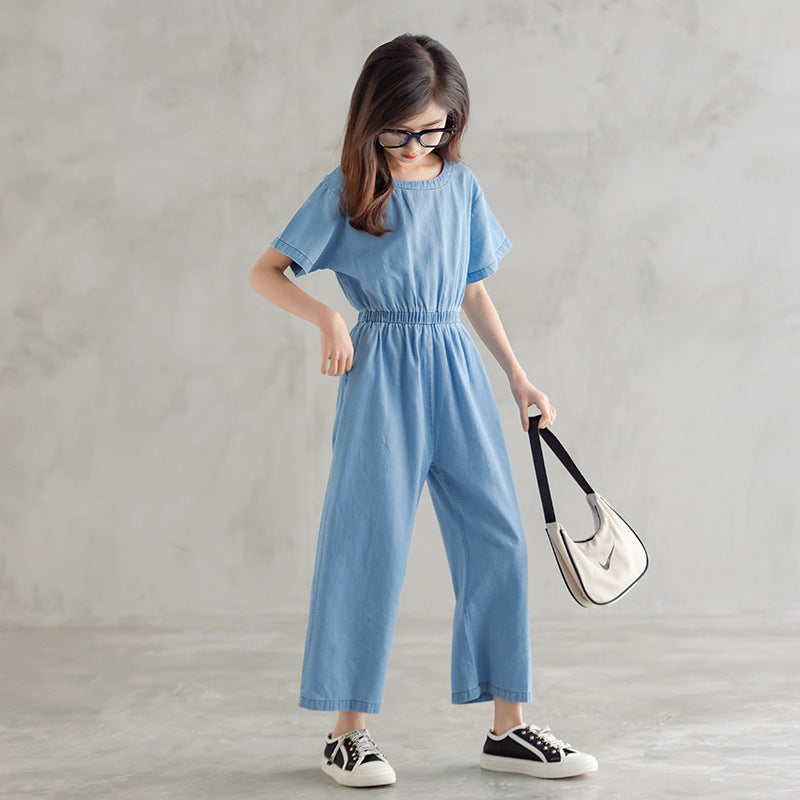 CUHK Girl Korean Style One-piece Wide-leg Pants