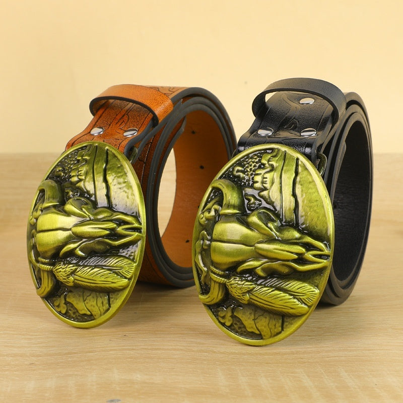 Belt Cow Head Buckle Men