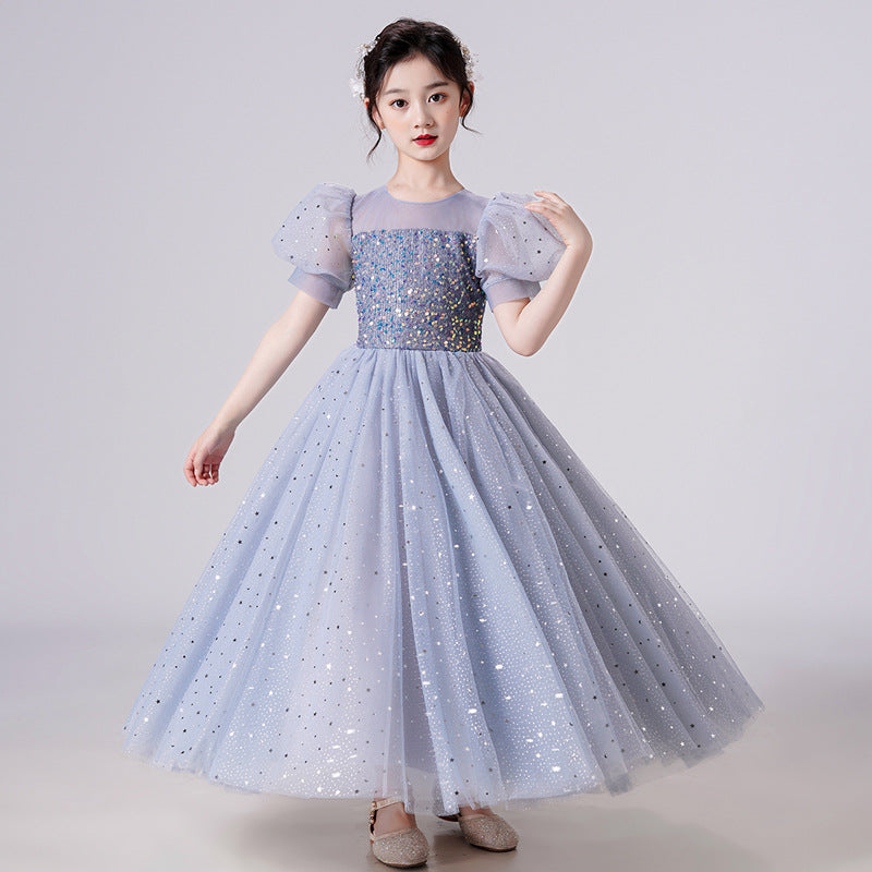 Girls Wedding Princess Sleeve Puffy Dress