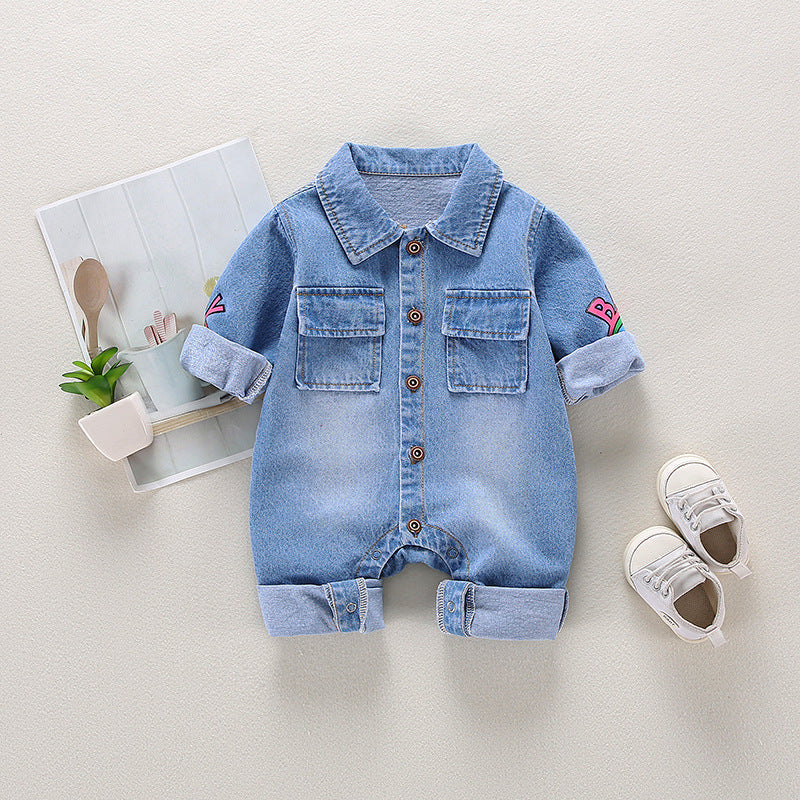 Baby Boy & Girl Denim Printing Jumpsuit