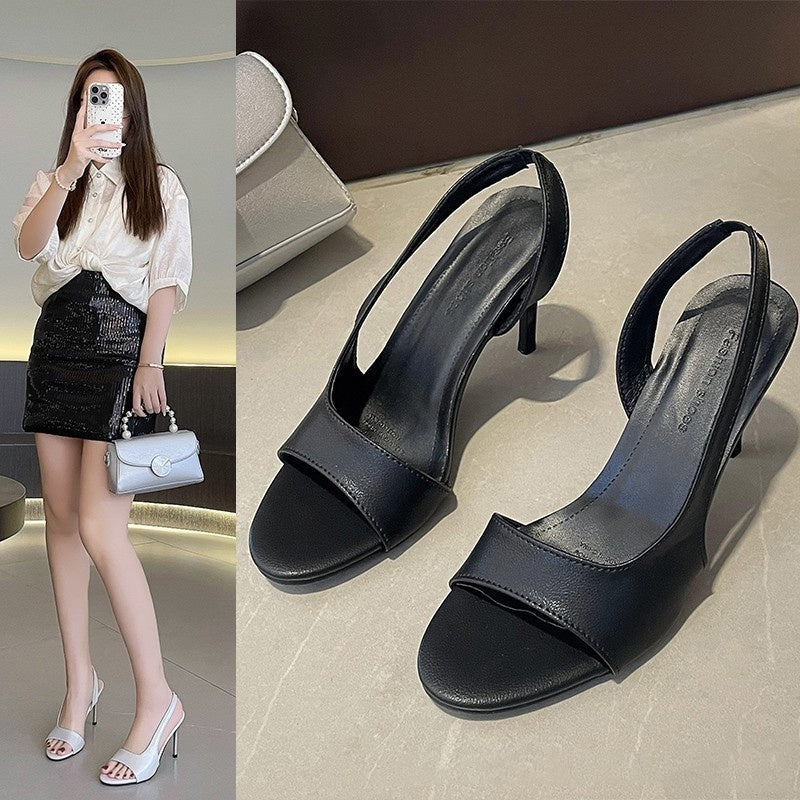 Summer New Style Pointed Toe French Style Plus Size Outer Wear High Heel Sandals For Women