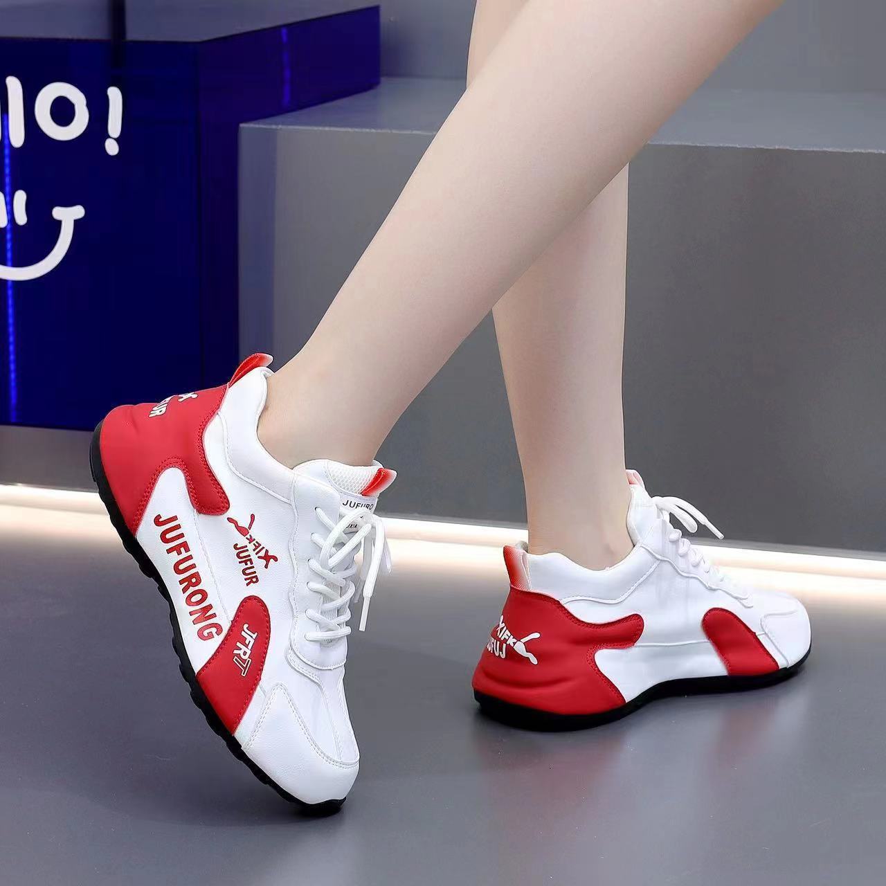 Couple Sports Casual PU White Shoes All-match Wear-resistant (Available)