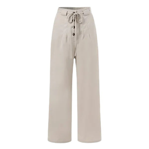 High-waisted Pants Solid-color Loose-fitting Trousers
