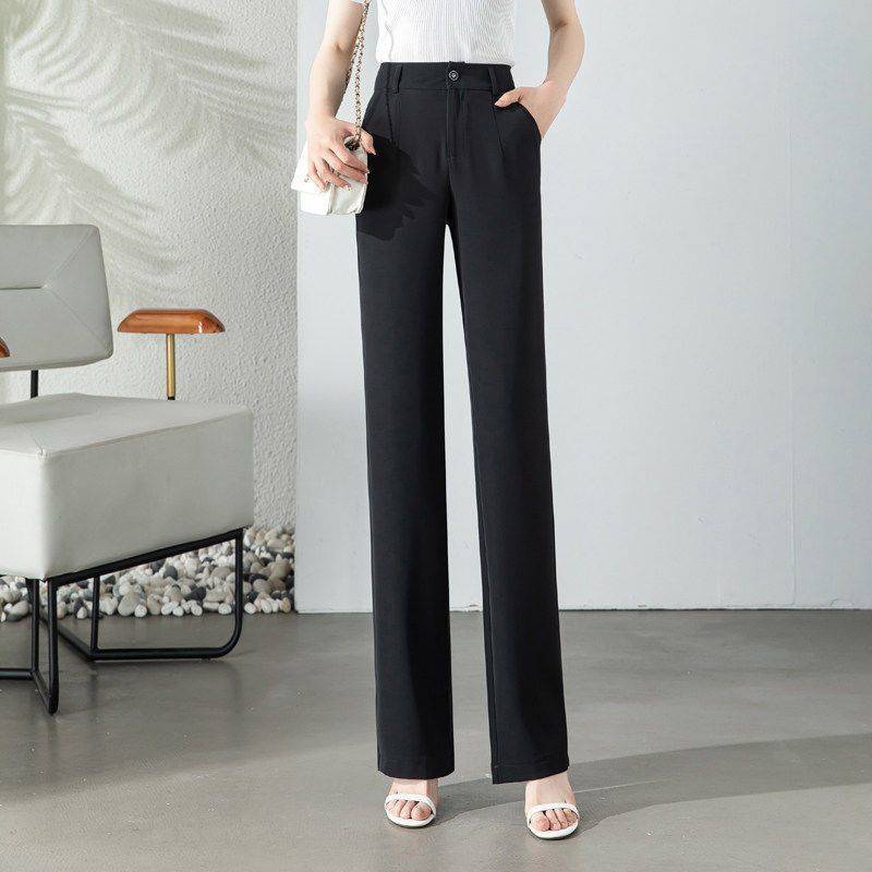 High Waist Drooping Slimming And Straight Ice Silk Women's Casual Suit Pants