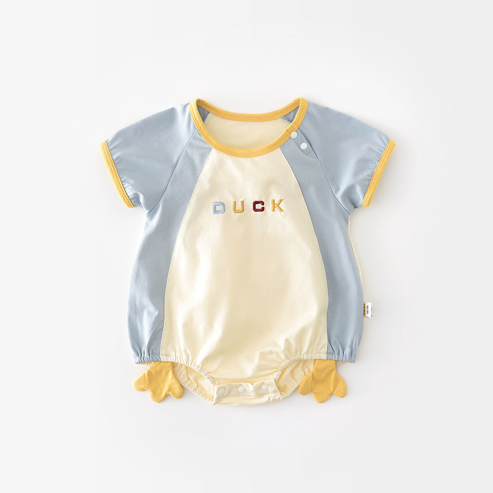 Newborn Contrast Color Short-sleeved Rompers 52857