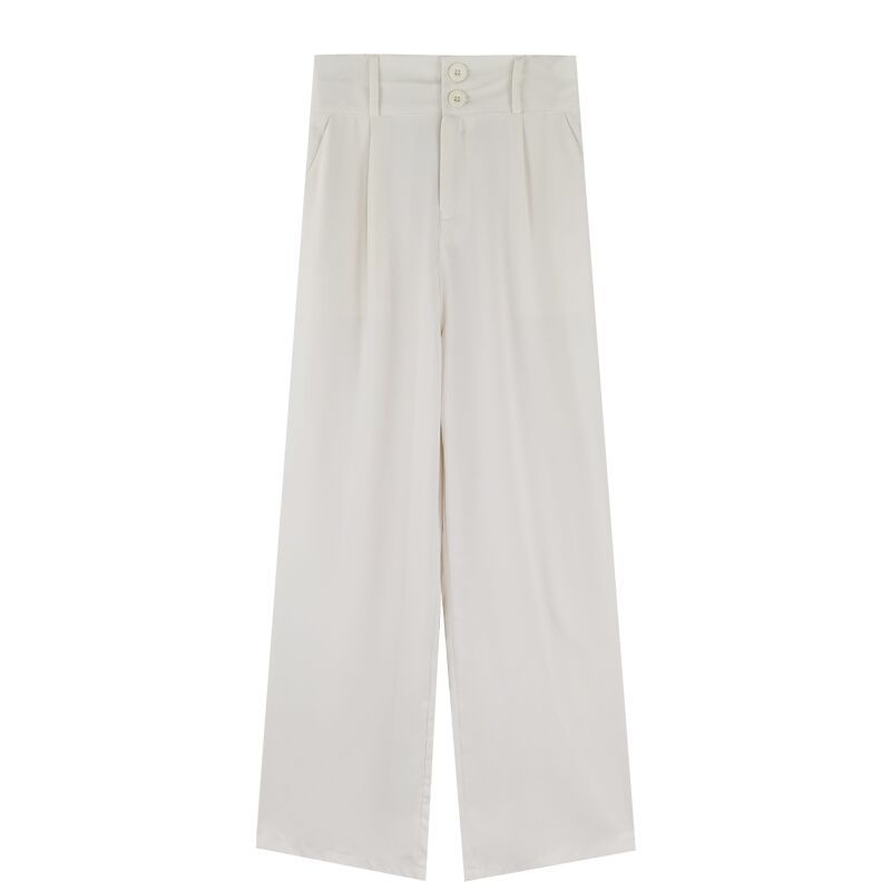 White Pants Women's High Waist Drape Suit Wide Leg Pants