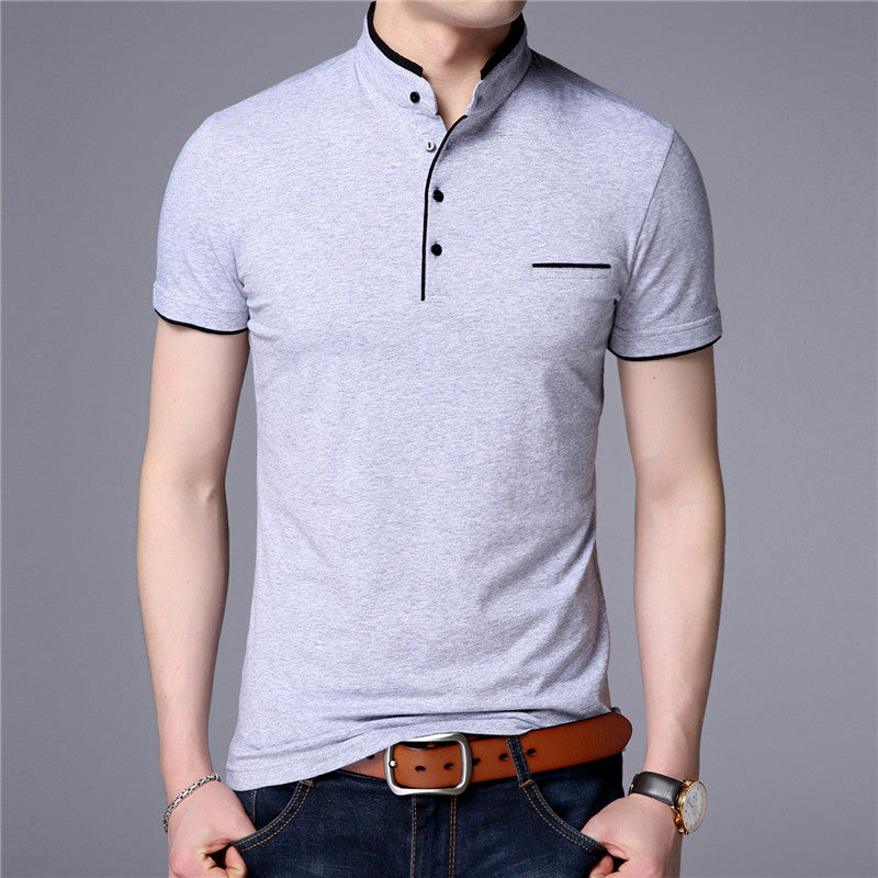 Short sleeve stand collar T-shirt