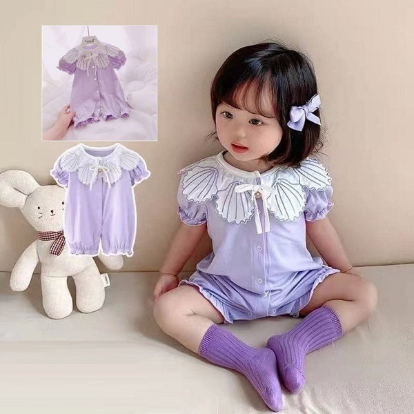 Baby Girl Summer cotton short-sleeved crawling romper newborn summer thin spring melt