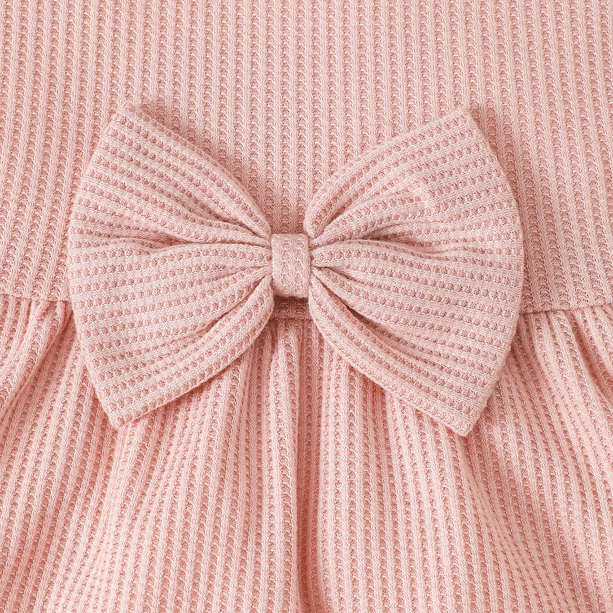 Girls' Solid Color Round Neck Short Sleeves Ruffled Denim Two-piece Suit