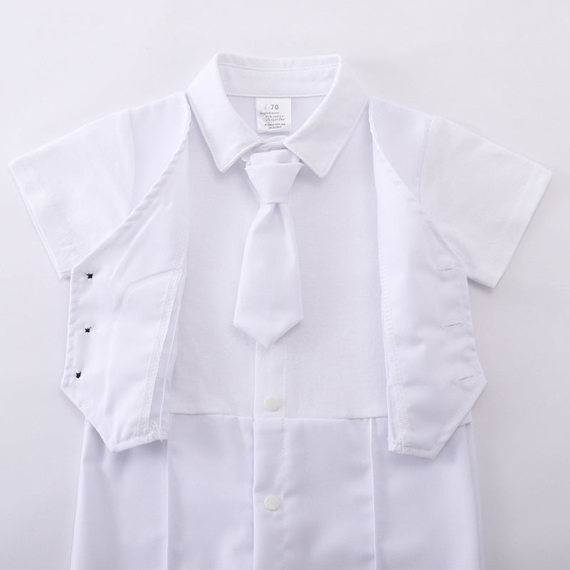 British Romper Baptism Dress Boys Baby Summer Bodysuit Baby Jumpsuit