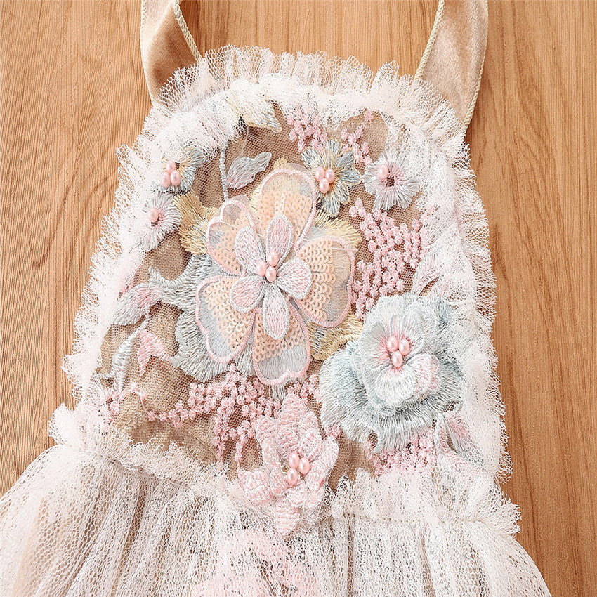 Newborn Clothing Sweet Romper Summer Baby Girl Embroidered Mesh Bodysuit
