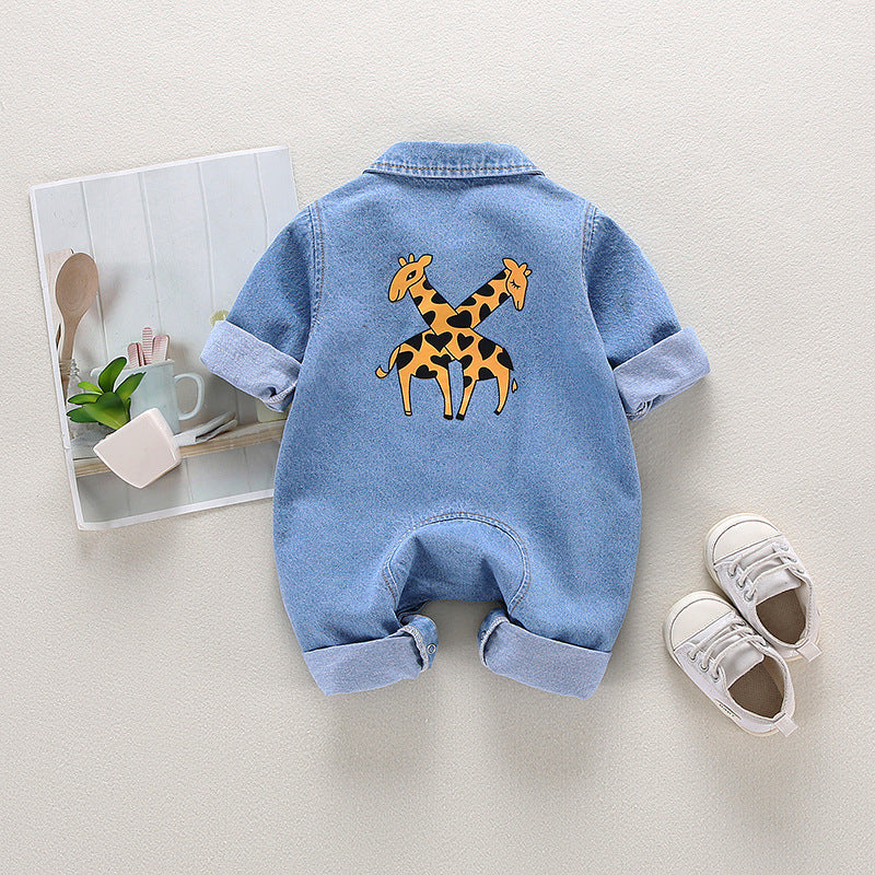 Baby Boy & Girl Denim Printing Jumpsuit